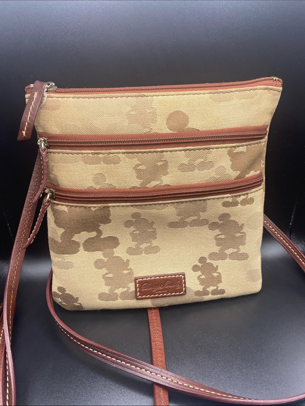 Disney Dooney & Bourke Tonal Mickey Triple Zip Crossbody Bag Retired